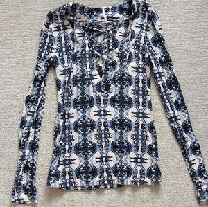 Free People lace up long sleeve top